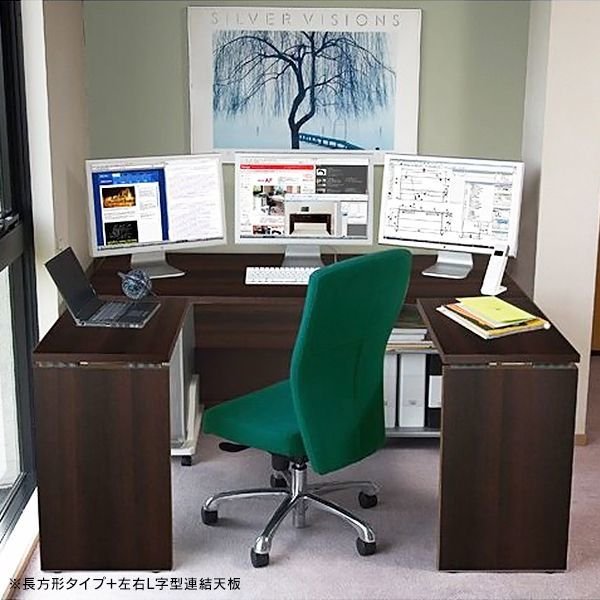 画像5: Garage 長方形タイプ W1800×D600 木目/濃木目 AF-186H デスク パソコンデスク オフィスデスク 木製 シンプル (5)