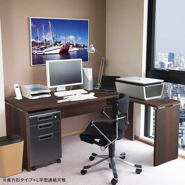 画像4: Garage 長方形タイプ W1800×D600 木目/濃木目 AF-186H デスク パソコンデスク オフィスデスク 木製 シンプル (4)