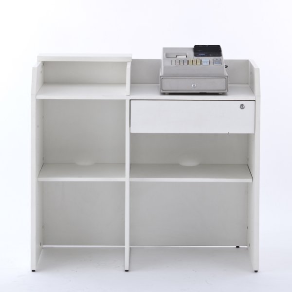 画像6: 【事業所様お届け 限定商品】追加棚板付・大小各2枚セット レジカウンターワイド1100 [ホワイト] レジ台 W1100×H1000 受付カウンター 大型 木製 (6)