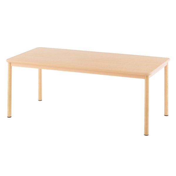 画像2: 【事業所様お届け 限定商品】介護用テーブル W1800xD900 ナチュラル 施設用 高さ調整 机 車椅子用 ダイニングテーブル 食卓 (有効脚内：高さMAX666mm) (2)