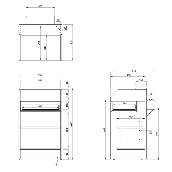 画像8: TEMPOシリーズ レジカウンター W600 ウォルナット 引出/荷物置台/鍵付き 木製 レジ機能充実の受付カウンター おしゃれ レジ台 店舗什器 会計 収納棚 PC POS対応【事業所様限定商品】 (8)