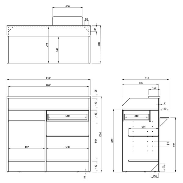 画像7: TEMPOシリーズ レジカウンター ワイド W1100 オーク 引出/荷物置台/鍵付き 木製 レジ機能充実の受付カウンター おしゃれ レジ台 店舗什器 会計 収納棚 PC POS対応【事業所様限定商品】 (7)