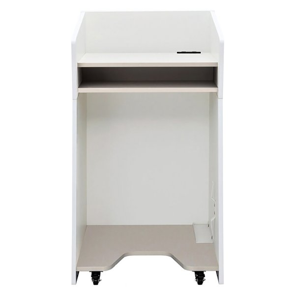 画像4: 演説台 W600 ホワイト 2ヶ口コンセント付き キャスター付き 高級仕上 木質 演台 講演台 R.F.YAMAKAWA製【法人様限定】 4510391527933 (4)