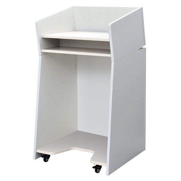 画像3: 演説台 W600 ホワイト 2ヶ口コンセント付き キャスター付き 高級仕上 木質 演台 講演台 R.F.YAMAKAWA製【法人様限定】 4510391527933 (3)