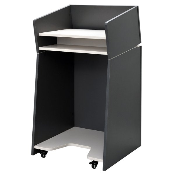 画像3: 演説台 W600 グレー 2ヶ口コンセント付き キャスター付き 高級仕上 木質 演台 講演台 R.F.YAMAKAWA製【法人様限定】4510391527933 (3)