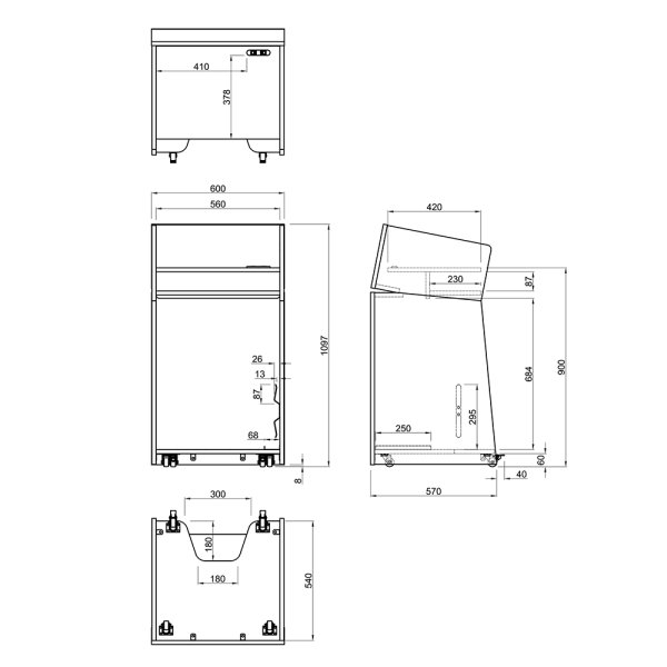 画像5: 演説台 W600 ホワイト 2ヶ口コンセント付き キャスター付き 高級仕上 木質 演台 講演台 R.F.YAMAKAWA製【法人様限定】 4510391527933 (5)